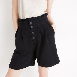 Madewell Shorts Knit Paperbag Black Tweed Size Small